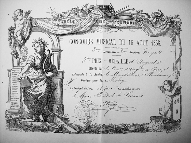 Premières chorales - Concours musical du 16 aout 1868